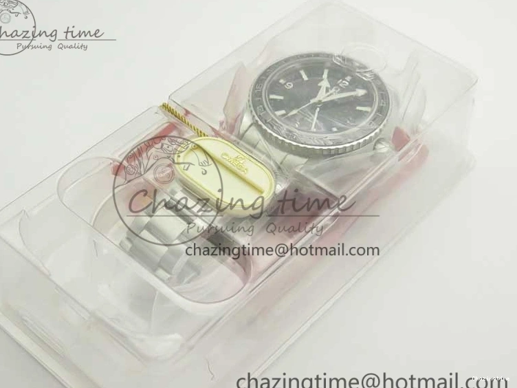 0312 Chic Planet Ocean 600M Co-Axial GMT 43.5mm VSF 1:1 Best Edition Black Dial Silver Markers on SS Bracelet A8605 Super Clone 8025